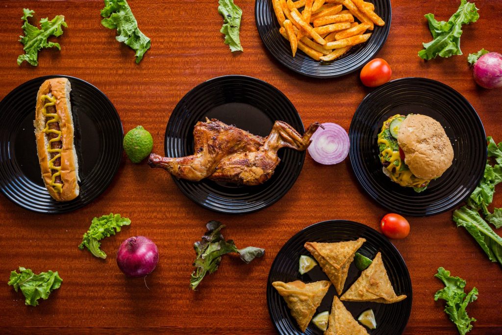 Foods on Black Ceramic Plates